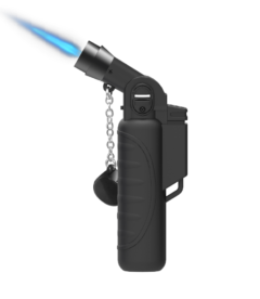 The Zengaz ZL-60 lighter in black with flame.